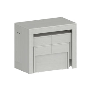 Set tavolo e sedie Auditore, Composizione multiuso, Set con consolle e 2 panche allungabili, 100% Made in Italy, 66x25h45 cm, Bianco