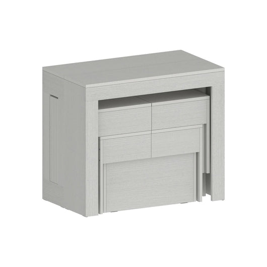 Set tavolo e sedie Auditore, Composizione multiuso, Set con consolle e 2 panche allungabili, 100% Made in Italy, 66x25h45 cm, Bianco