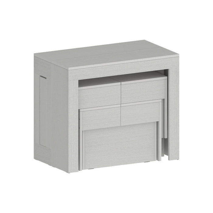 Set tavolo e sedie Auditore, Composizione multiuso, Set con consolle e 2 panche allungabili, 100% Made in Italy, 66x25h45 cm, Bianco