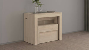 Set tavolo e sedie Badesi, Composizione multiuso, Set con consolle e 1 panca allungabili, 100% Made in Italy, 66x25h45 cm, Olmo