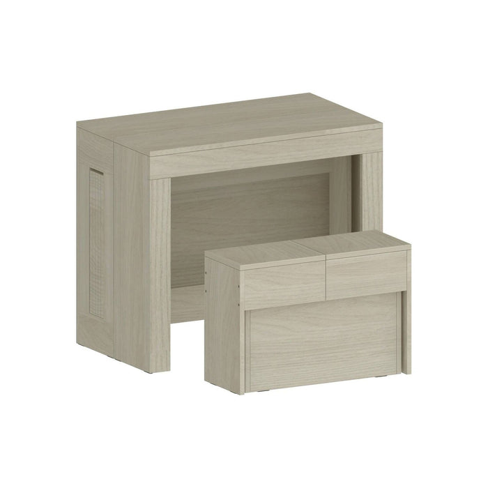 Set tavolo e sedie Badesi, Composizione multiuso, Set con consolle e 1 panca allungabili, 100% Made in Italy, 66x25h45 cm, Olmo