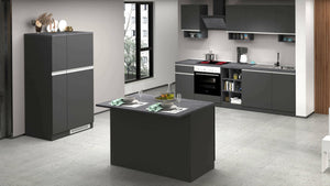 Cucina completa Arlo, Set da cucina modulabile, Cucina componibile con piÒ¹ elementi, 100% Made in Italy, Antracite e Ardesia