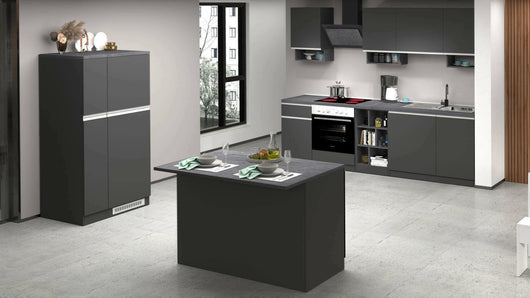Cucina completa Arlo, Set da cucina modulabile, Cucina componibile con piÒ¹ elementi, 100% Made in Italy, Antracite e Ardesia