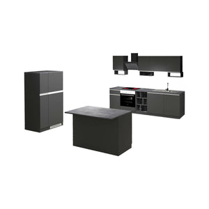 Cucina completa Arlo, Set da cucina modulabile, Cucina componibile con piÒ¹ elementi, 100% Made in Italy, Antracite e Ardesia