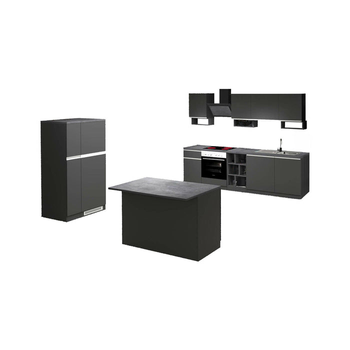 Cucina completa Arlo, Set da cucina modulabile, Cucina componibile con piÒ¹ elementi, 100% Made in Italy, Antracite e Ardesia