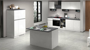 Cucina completa Balme, Set da cucina modulabile, Cucina componibile con piÒ¹ elementi, 100% Made in Italy, Bianco lucido e Ardesia