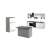 Cucina completa Balme, Set da cucina modulabile, Cucina componibile con piÒ¹ elementi, 100% Made in Italy, Bianco lucido e Ardesia