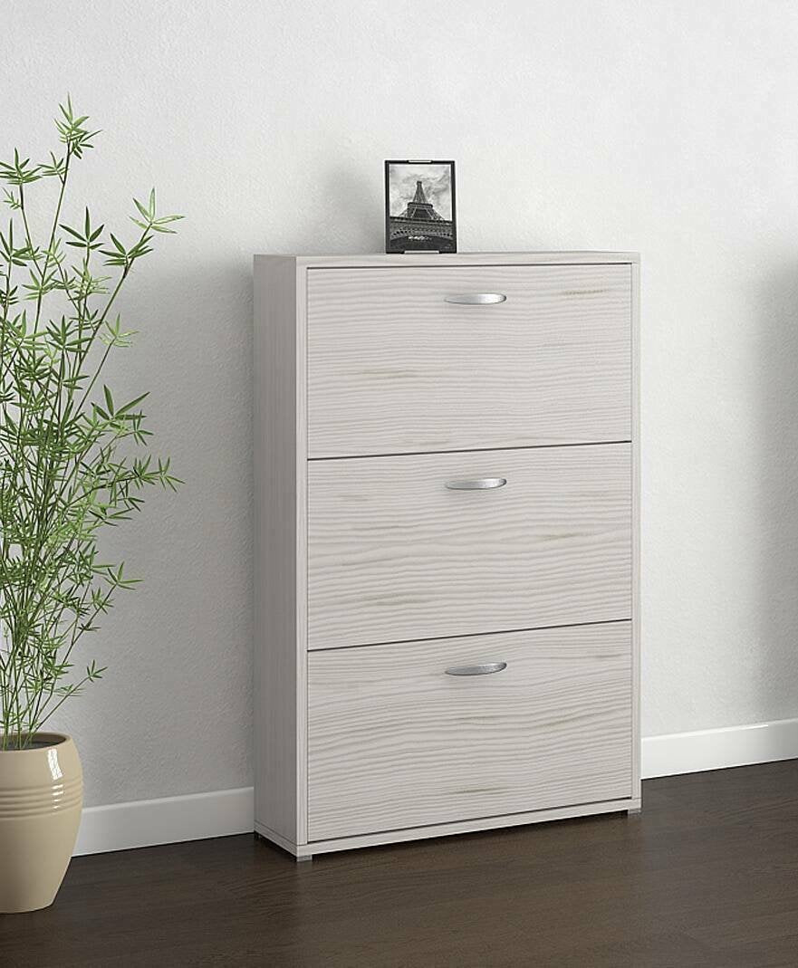 Mobile Portascarpe Mekunu, Scarpiera 3 Vani, 73x25x120h cm Grigio Chiaro