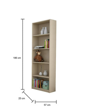 Biblioteca Giordana, Libreria 4 Ripiani, 57x25x186h cm Marrone Rovere