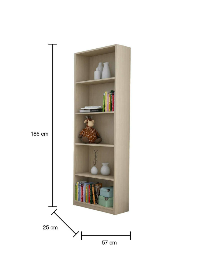 Biblioteca Giordana, Libreria 4 Ripiani, 57x25x186h cm Marrone Rovere