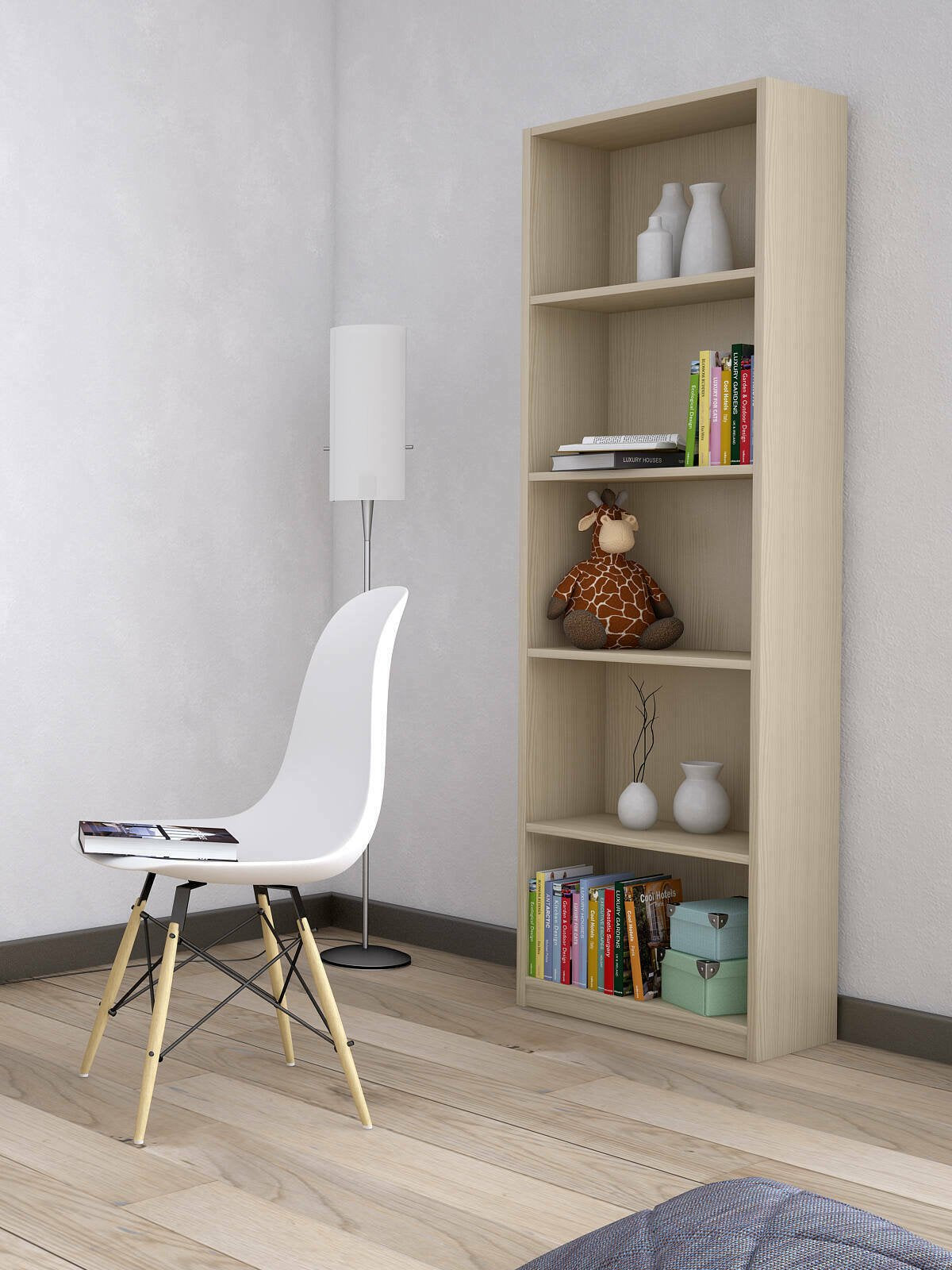 Biblioteca Giordana, Libreria 4 Ripiani, 57x25x186h cm Marrone Rovere