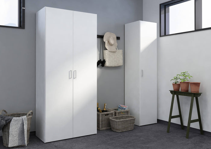 Am, Armadio Multiuso 1 Anta 3 Ripiani, 41.5x175.4h cm Bianco