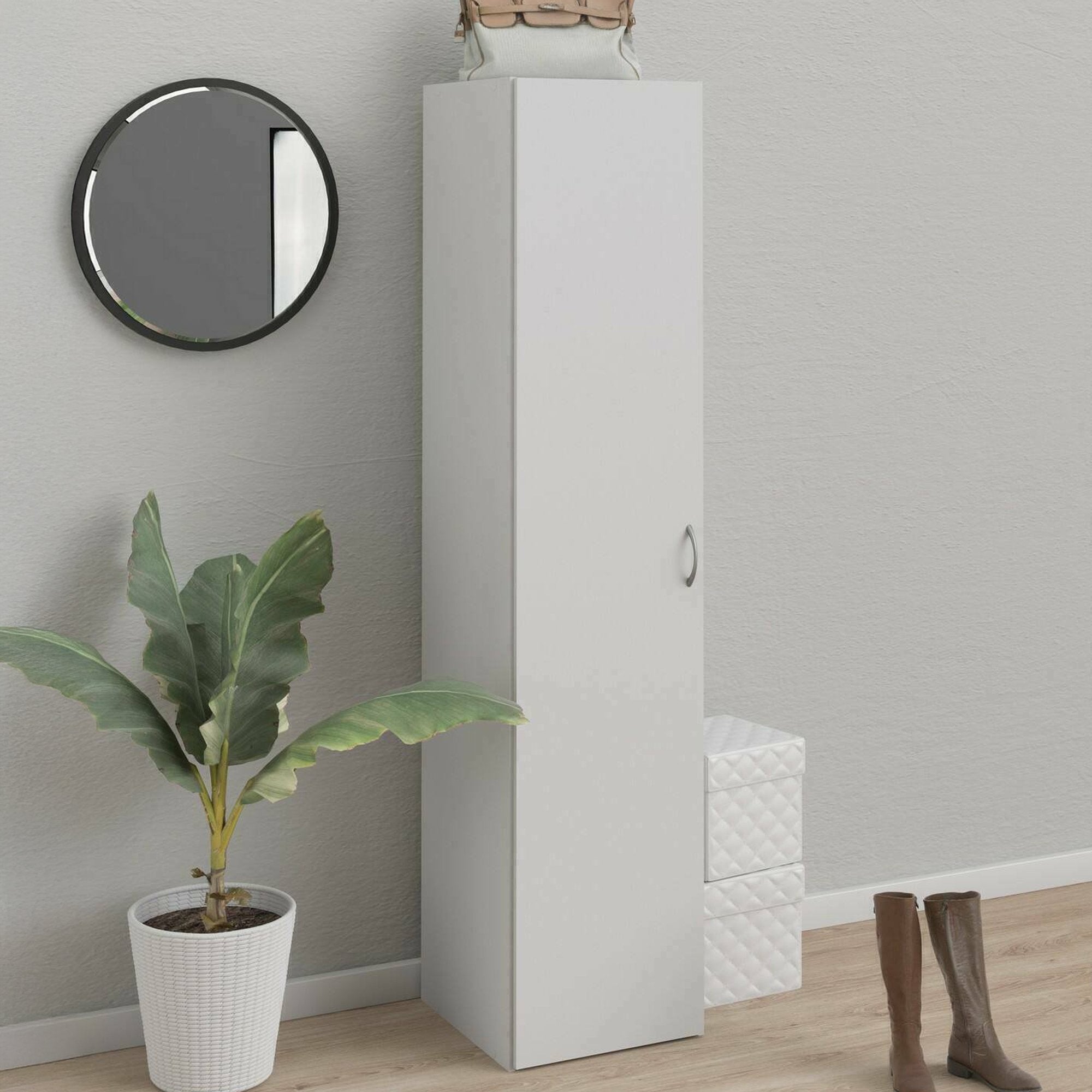 Am, Armadio Multiuso 1 Anta 3 Ripiani, 41.5x175.4h cm Bianco