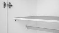 Armadio guardaroba a due ante battenti con due ripiani interni e barra Alibabba, colore bianco, Misure 77 x 175 x 49 cm