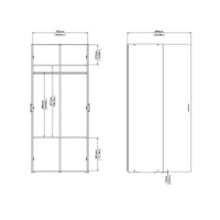 Armadio guardaroba a due ante battenti con due ripiani interni e barra Alibabba, colore bianco, Misure 77 x 175 x 49 cm