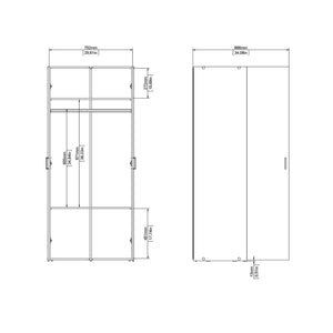 Armadio guardaroba a due ante battenti con due ripiani interni e barra Alibabba, colore bianco, Misure 77 x 175 x 49 cm