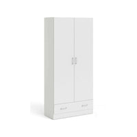 Guardaroba 2 ante Amylya, Mobile camera da letto, Cabina armadio portabiti, Armadio appendiabiti, 79x36 h170 cm, Bianco