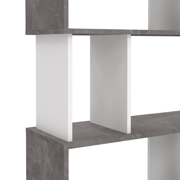 Libreria con 5 ripiani Arg, colore bianco e grigio, Misure 80 x 175 x 29,5 cm