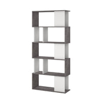 Libreria con 5 ripiani Arg, colore bianco e grigio, Misure 80 x 175 x 29,5 cm