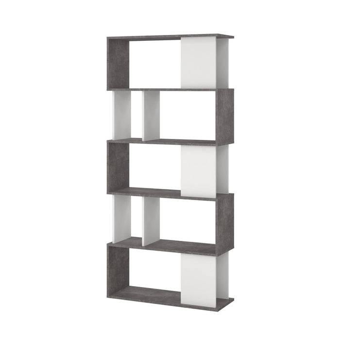 Libreria con 5 ripiani Arg, colore bianco e grigio, Misure 80 x 175 x 29,5 cm