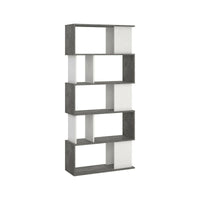 Libreria con 5 ripiani Arg, colore bianco e grigio, Misure 80 x 175 x 29,5 cm