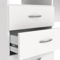 Scrivania lineare con tre Andre, colore bianco, Misure 120 x 72 x 48 cm