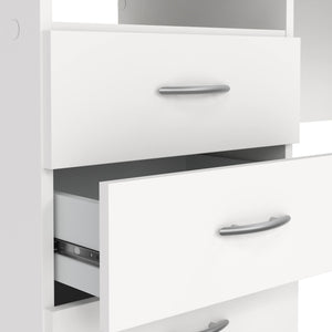 Scrivania lineare con tre Andre, colore bianco, Misure 120 x 72 x 48 cm