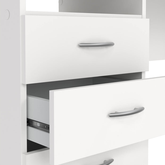 Scrivania lineare con tre Andre, colore bianco, Misure 120 x 72 x 48 cm