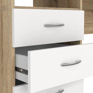 Scrivania lineare con tre Andre, colore rovere bianco, Misure 120 x 72 x 48 cm