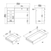 Scrivania con cinque Amor, colore rovere, cm 109 x 76 x 49