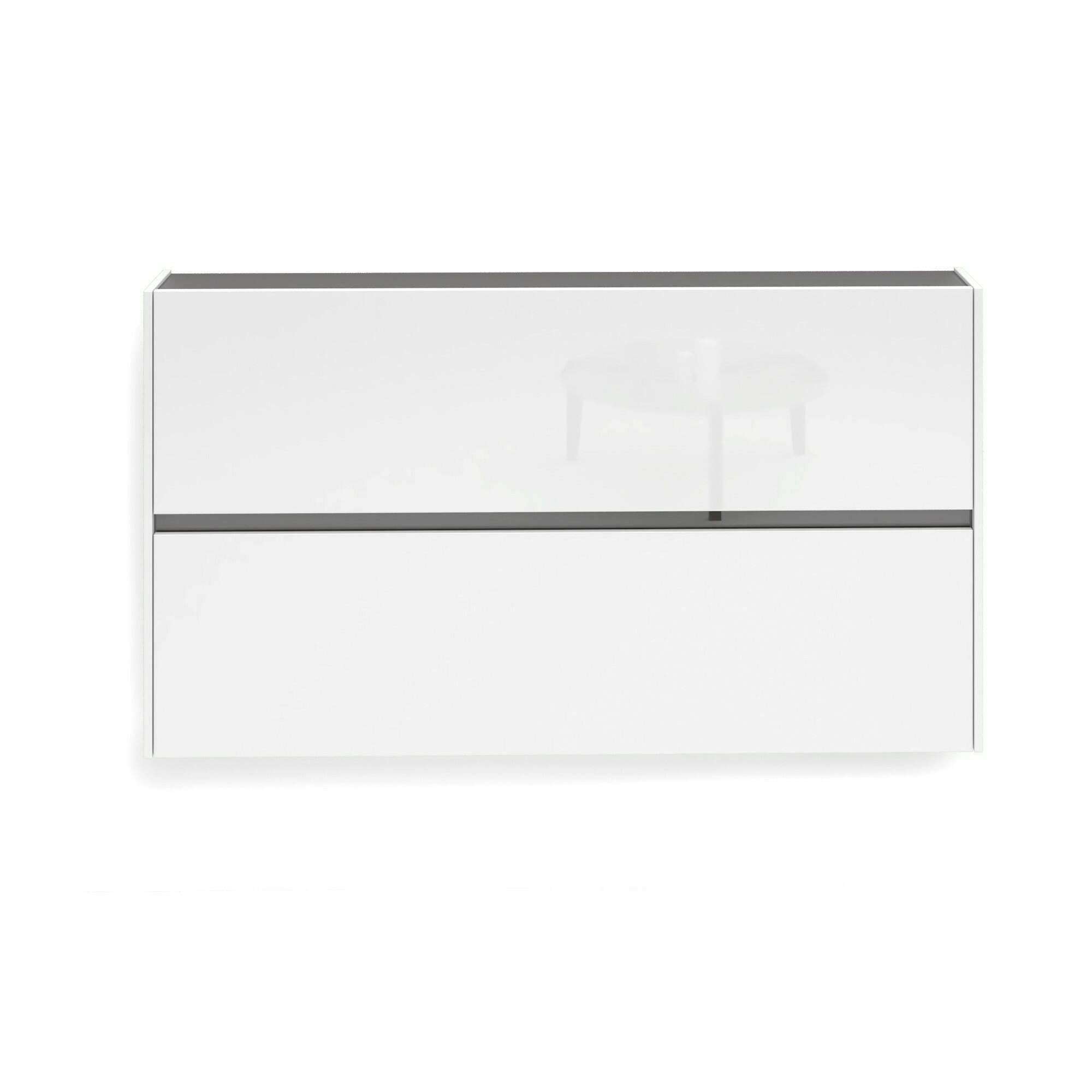 Scarpiera Anedda, Mobile portascarpe, Armadio da ingresso multiuso, Mobiletto per calzature, Made in Italy, 160x19h85 cm, Bianco lucido