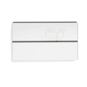 Scarpiera Anedda, Mobile portascarpe, Armadio da ingresso multiuso, Mobiletto per calzature, Made in Italy, 160x19h85 cm, Bianco lucido