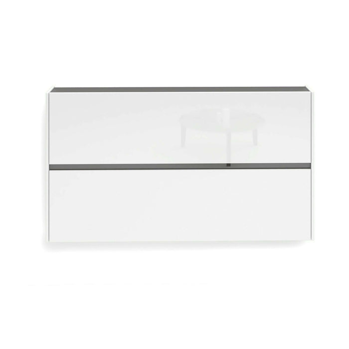 Scarpiera Anedda, Mobile portascarpe, Armadio da ingresso multiuso, Mobiletto per calzature, Made in Italy, 160x19h85 cm, Bianco lucido