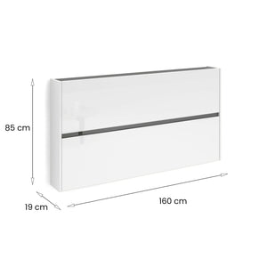 Scarpiera Anedda, Mobile portascarpe, Armadio da ingresso multiuso, Mobiletto per calzature, Made in Italy, 160x19h85 cm, Bianco lucido