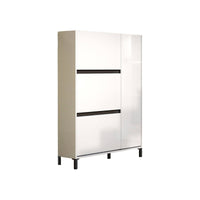 Scarpiera Visone, Mobile portascarpe, Armadio da ingresso multiuso, Mobiletto per calzature, Made in Italy, 103x25h136 cm, Bianco lucido