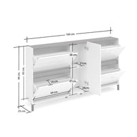 Scarpiera Madi, Mobile portascarpe, Armadio da ingresso multiuso, Mobiletto per calzature, Made in Italy, 169x25h94 cm, Bianco lucido