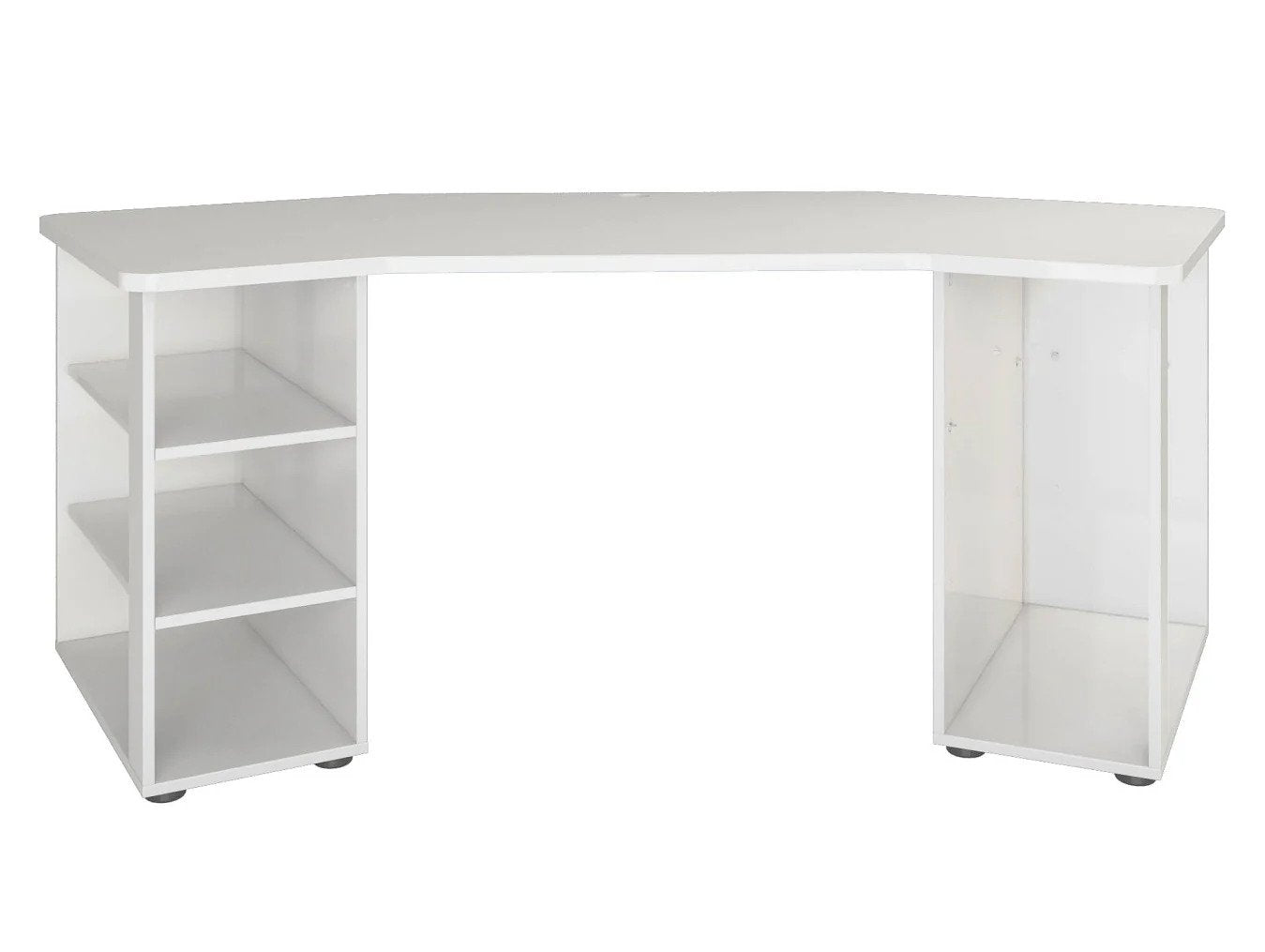 Scrivania Fuhao, Scrittoio multiuso, Tavolo per ufficio porta PC, Piano di lavoro, Made in Italy, 205x91h76 cm, Bianco lucido