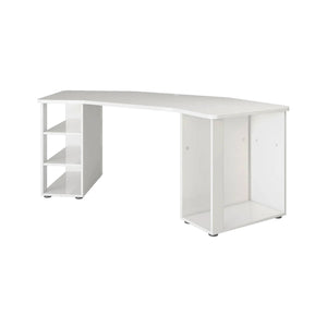 Scrivania Fuhao, Scrittoio multiuso, Tavolo per ufficio porta PC, Piano di lavoro, Made in Italy, 205x91h76 cm, Bianco lucido