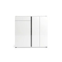 Scarpiera Ilda, Mobile portascarpe, Armadio da ingresso multiuso, Mobiletto per calzature, Made in Italy, 120x33h115 cm, Bianco lucido e Antracite