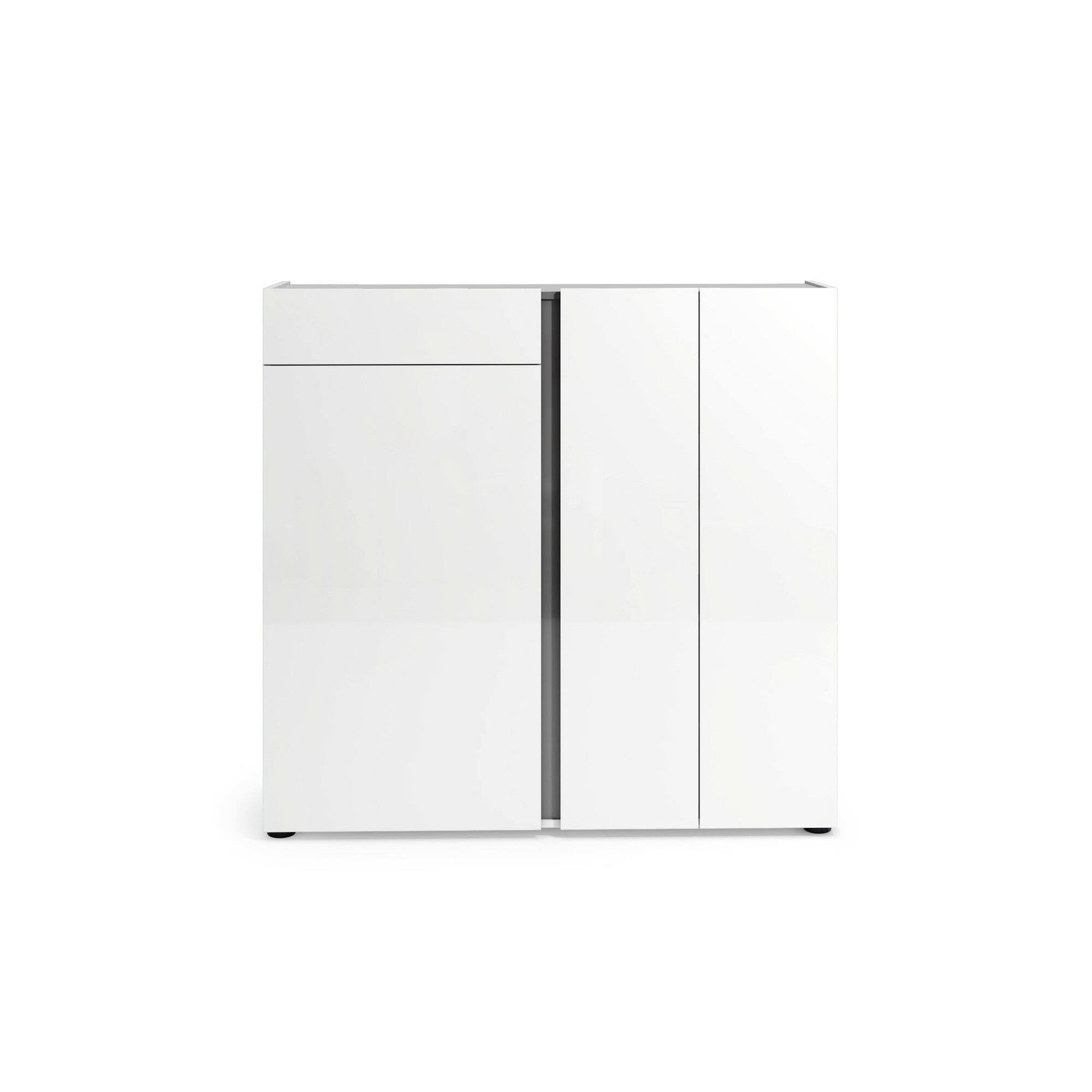 Scarpiera Ilda, Mobile portascarpe, Armadio da ingresso multiuso, Mobiletto per calzature, Made in Italy, 120x33h115 cm, Bianco lucido e Antracite