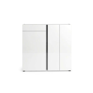 Scarpiera Ilda, Mobile portascarpe, Armadio da ingresso multiuso, Mobiletto per calzature, Made in Italy, 120x33h115 cm, Bianco lucido e Antracite