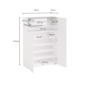 Scarpiera Badolato, Mobile portascarpe, Armadio da ingresso multiuso, Mobiletto per calzature, Made in Italy, 80x34h115 cm, Bianco lucido e Antracite