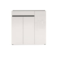 Scarpiera Joji, Mobile portascarpe, Armadio da ingresso multiuso, Mobiletto per calzature, Made in Italy, 120x34h115 cm, Bianco lucido e Antracite