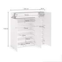 Scarpiera Joji, Mobile portascarpe, Armadio da ingresso multiuso, Mobiletto per calzature, Made in Italy, 120x34h115 cm, Bianco lucido e Antracite