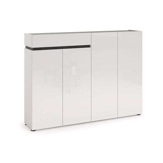 Scarpiera Speranza, Mobile portascarpe, Armadio da ingresso multiuso, Mobiletto per calzature, Made in Italy, 160x34h115 cm, Bianco lucido e Antracite