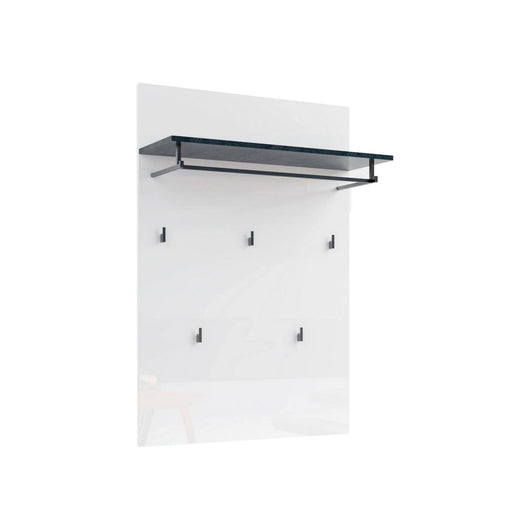 Appendiabiti Henry, Attaccapanni, Portabiti multiuso, Appendiabiti da parete, Made in Italy, 80x115h26 cm, Bianco lucido e Antracite