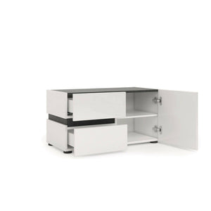 Mobile da ingresso Seul, Entratina appendiabiti, Composizione per atrio, Consolle portaoggetti multifunzione, Made in Italy, 80x38h42 cm, Bianco lucido e Antracite