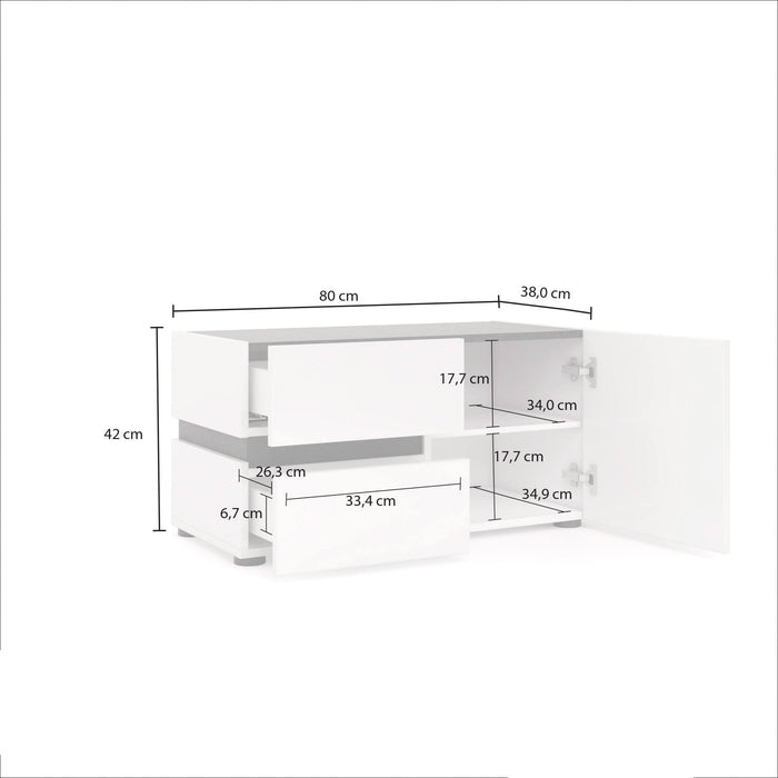 Mobile da ingresso Seul, Entratina appendiabiti, Composizione per atrio, Consolle portaoggetti multifunzione, Made in Italy, 80x38h42 cm, Bianco lucido e Antracite