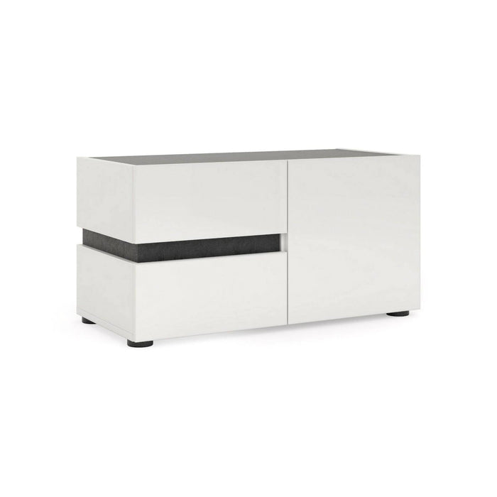 Mobile da ingresso Seul, Entratina appendiabiti, Composizione per atrio, Consolle portaoggetti multifunzione, Made in Italy, 80x38h42 cm, Bianco lucido e Antracite