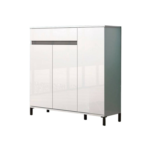 Scarpiera Adelinda, Mobile portascarpe, Armadio da ingresso multiuso, Mobiletto per calzature, Made in Italy, 120x34h115 cm, Bianco lucido e Antracite